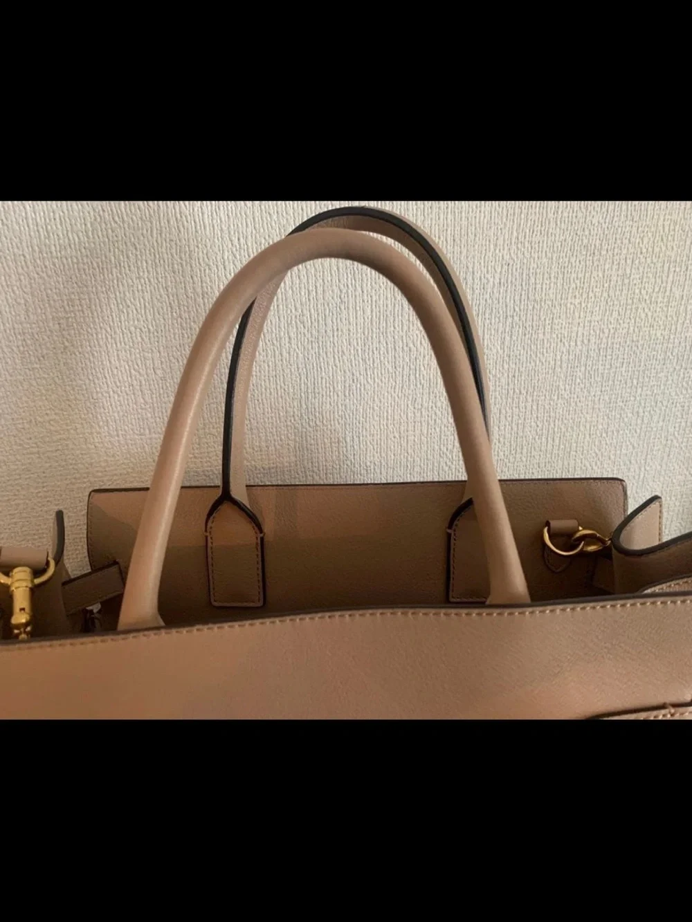 Mulberry Beige Leather Top-Handle Satchel with Branded Strap